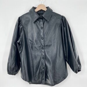 MAISON Cinqcent faux leather long sleeves top